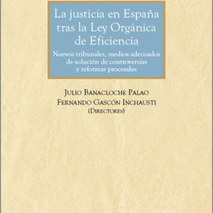 JUSTICIA EN ESPAÑA TRAS LA LEY ORGÁNICA DE EFICIENCIA, LA. Nuevos tribunales, medios adecuados de solución de controversias y reformas procesales.